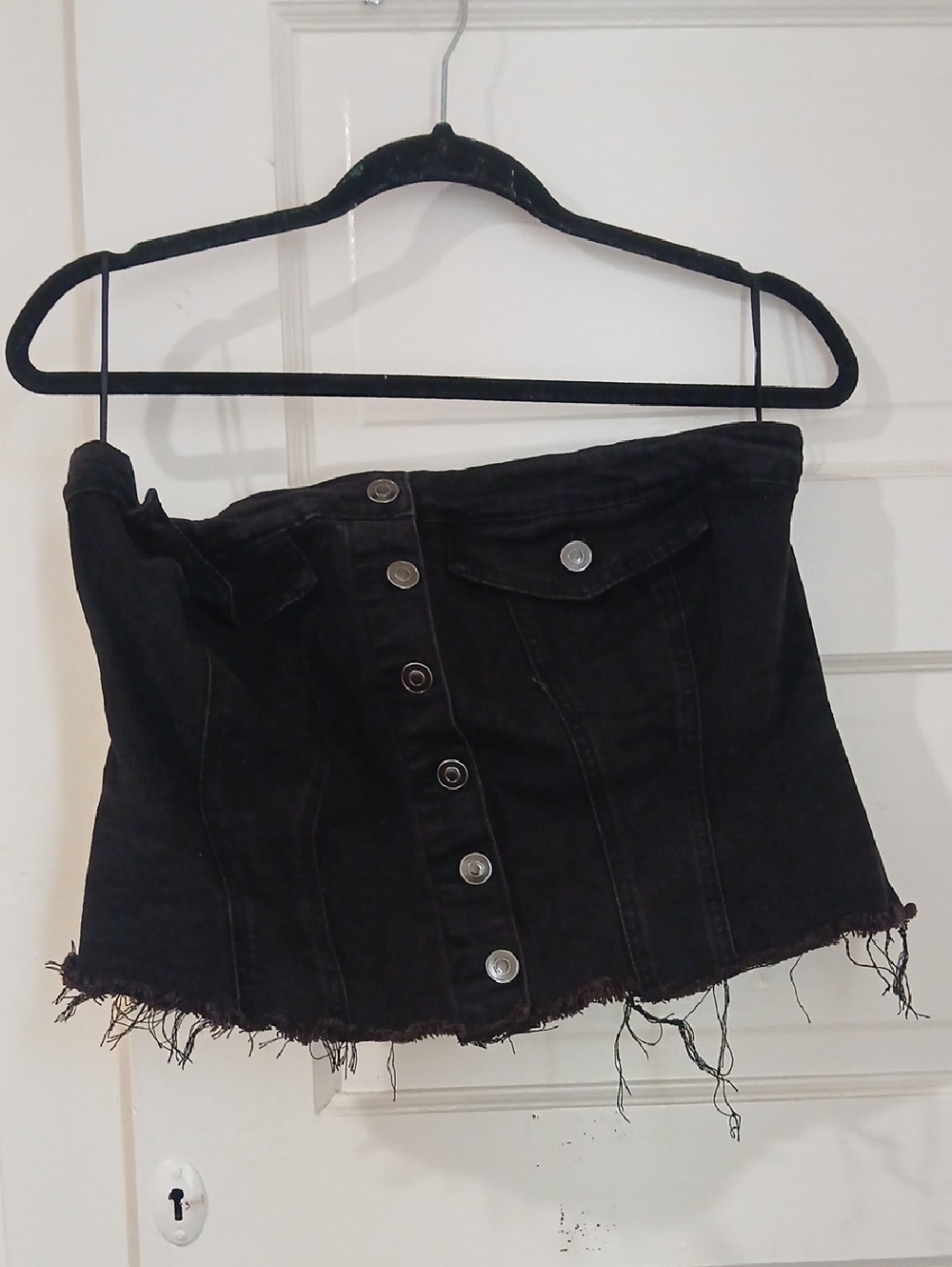 Project / Rbel Black Strapless Denim Bustier